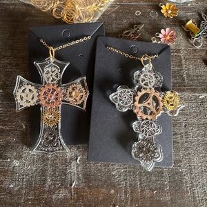 Necklace Steampunk 22” Chain Cross (1)